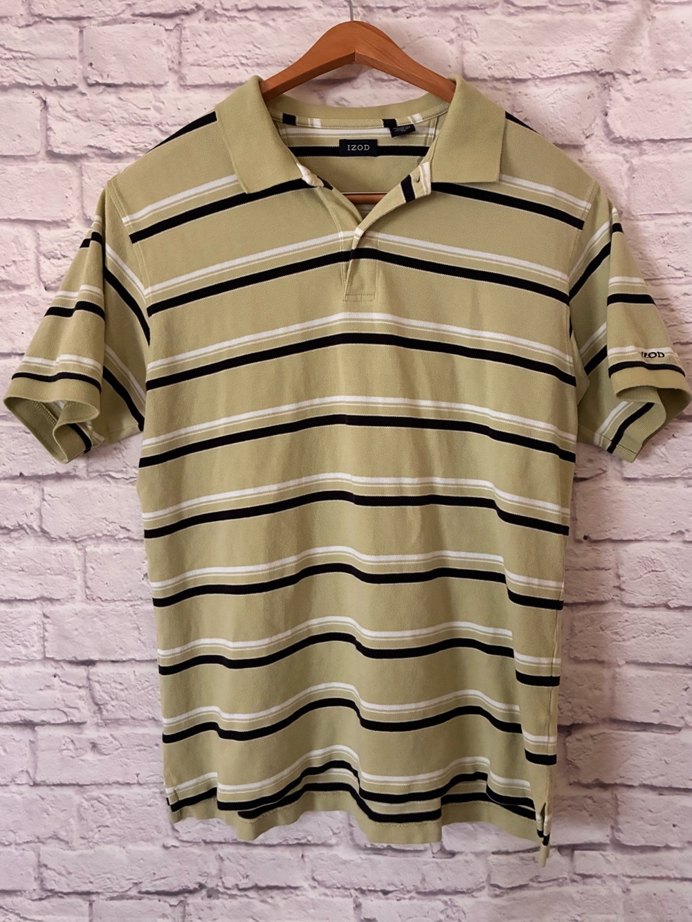 Izod Men's Green & Black Striped Polo Shirt - XL